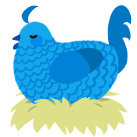 A sky and sapphire chicken with a lace pattern