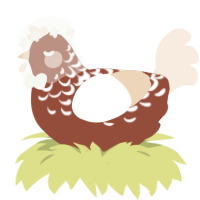 A russet and cream chicken with a half-lace pattern
