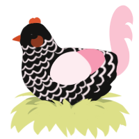 A black and rose chicken with a lace pattern