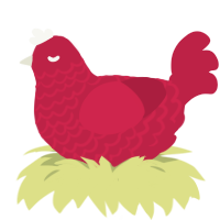 A crimson chicken with a lace pattern