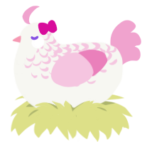 A white and pink chicken with a half-lace pattern