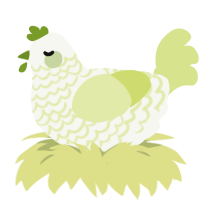 A white and lemon chicken with a lace pattern