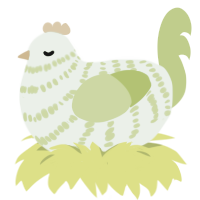 A gluppy and lime chicken with a bar pattern