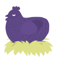 Grimace, a overcast chicken with a lace pattern