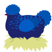 A navy and ultramarine chicken with a half-lace pattern