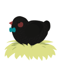 A sable and black chicken with a lace pattern