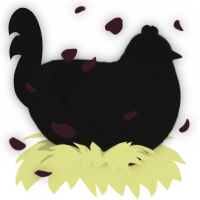 A black chicken with a lace pattern