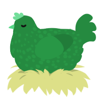A viridian chicken with a speckle pattern