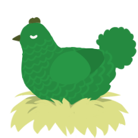 A viridian chicken with a lace pattern