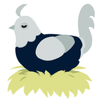 A tumblr and silver chicken with a head pattern