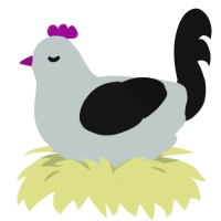 A silver and black chicken