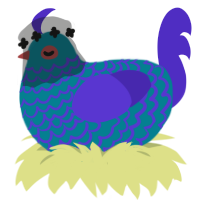 Blueby, a sea and indigo chicken with a lace pattern
