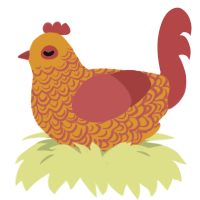A orange and red chicken with a double-lace pattern