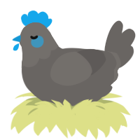 A grey chicken with a head pattern