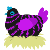 A sable and amethyst chicken with a bar pattern