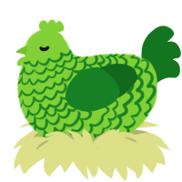 A grass and leaf chicken with a lace pattern