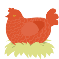 A vermilion chicken with a lace pattern