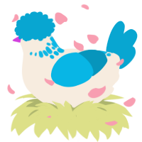 A cream and cerulean chicken with a neck-speckle pattern