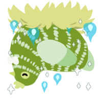 Offbrand Zucchini, a chartreuse and gluppy chicken with a bar pattern