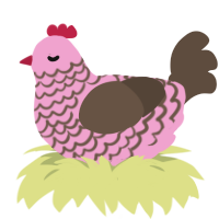 A pink and bark chicken with a lace pattern