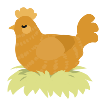 A orange chicken with a bar pattern
