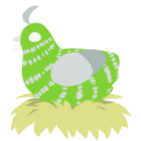 Silly, a grass and silver chicken with a bar pattern