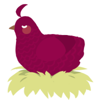 A maroon chicken with a lace pattern