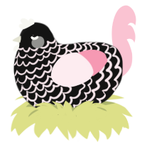 A black and rose chicken with a lace pattern