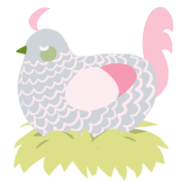 A mist and rose chicken with a lace pattern