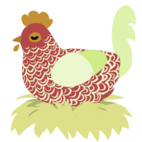 MariMari 3-32, a red and apple chicken with a double-lace pattern