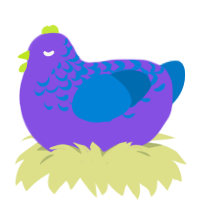 A blurple and sapphire chicken with a half-lace pattern