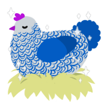 A mist and ultramarine chicken with a double-lace pattern