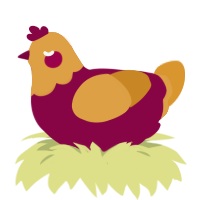 A maroon and orange chicken with a head pattern