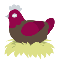 A bark and maroon chicken with a head pattern
