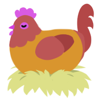 PBJ, a orange and red chicken with a head pattern