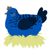 A ultramarine and tumblr chicken with a half-lace pattern