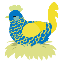 (unnamed), a sapphire and yellow chicken with a lace pattern
