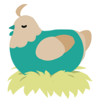 A turquoise and beige chicken with a head pattern