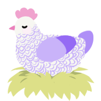 A white and lilac chicken with a double-lace pattern