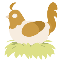 A cream and gold chicken with a head pattern