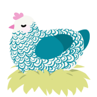 Fray, a white and sea chicken with a double-lace pattern