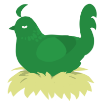 A viridian chicken with a neck-speckle pattern