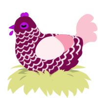 A wine and rose chicken with a lace pattern