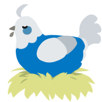 A sapphire and mist chicken with a head pattern