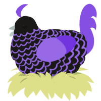 A sable and blurple chicken with a lace pattern
