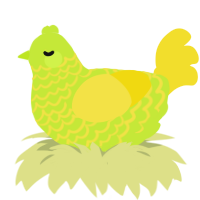 toxin, a lime and yellow chicken with a lace pattern