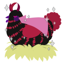 A sable and crimson chicken with a bar pattern