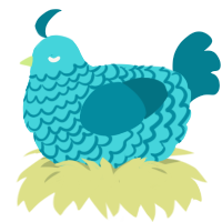 A aqua and sea chicken with a lace pattern