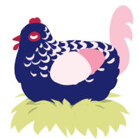 A navy and rose chicken with a half-lace pattern