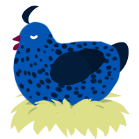 A ultramarine and tumblr chicken with a speckle pattern